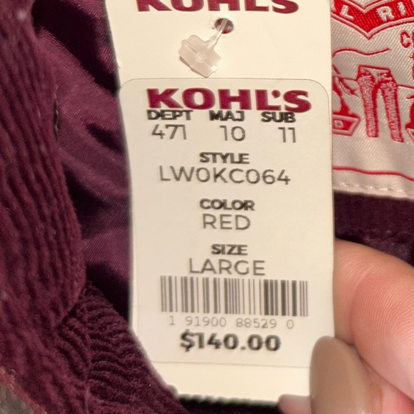 Levi's Women's Puffer Jacket - Burgundy - Picture 3 of 3